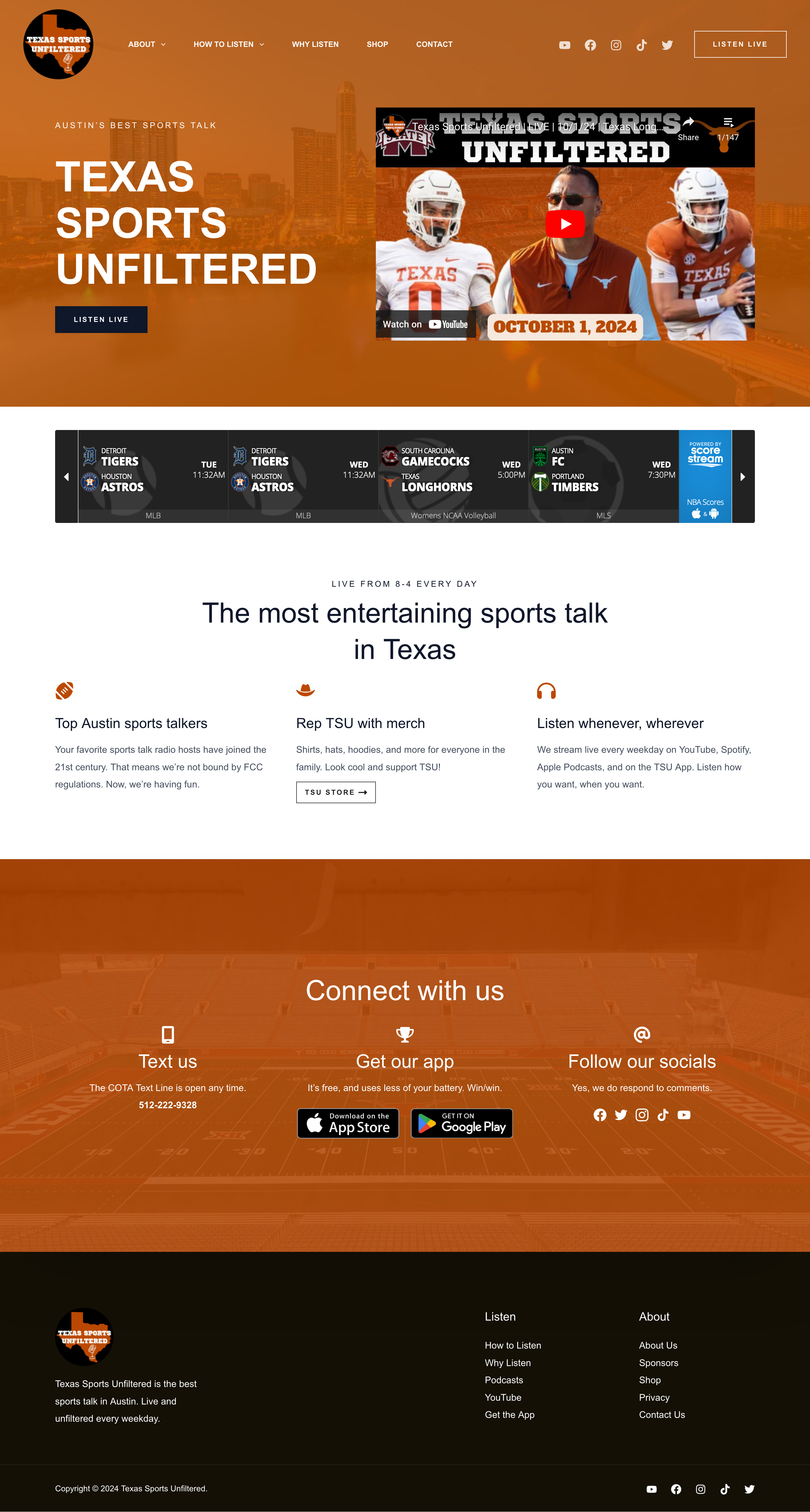 Texas Sports Unfiltered Homepage